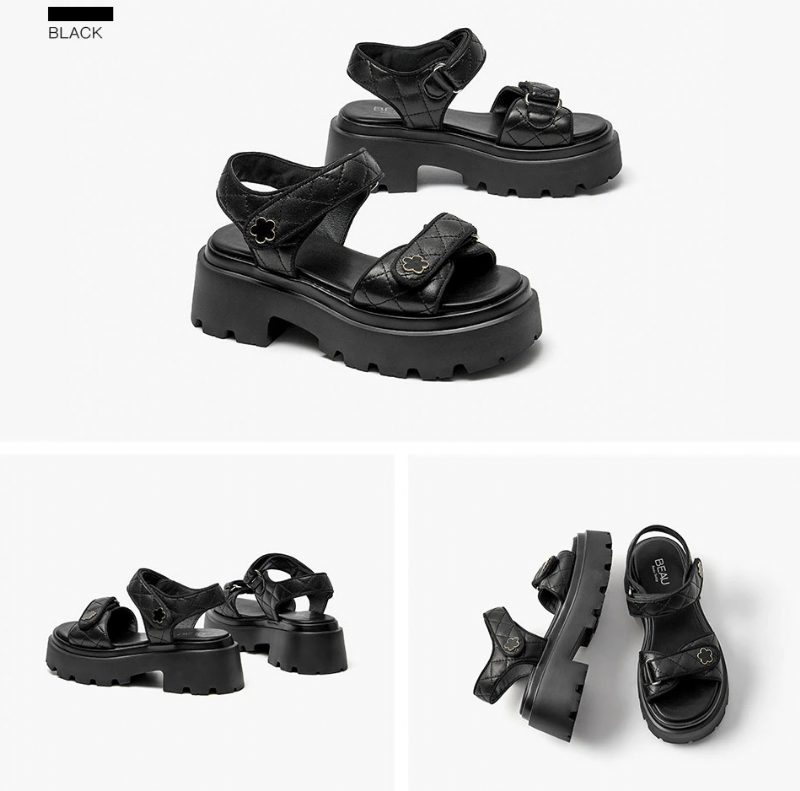 Rina Læder Platform Sandal Til Kvinder - Beige