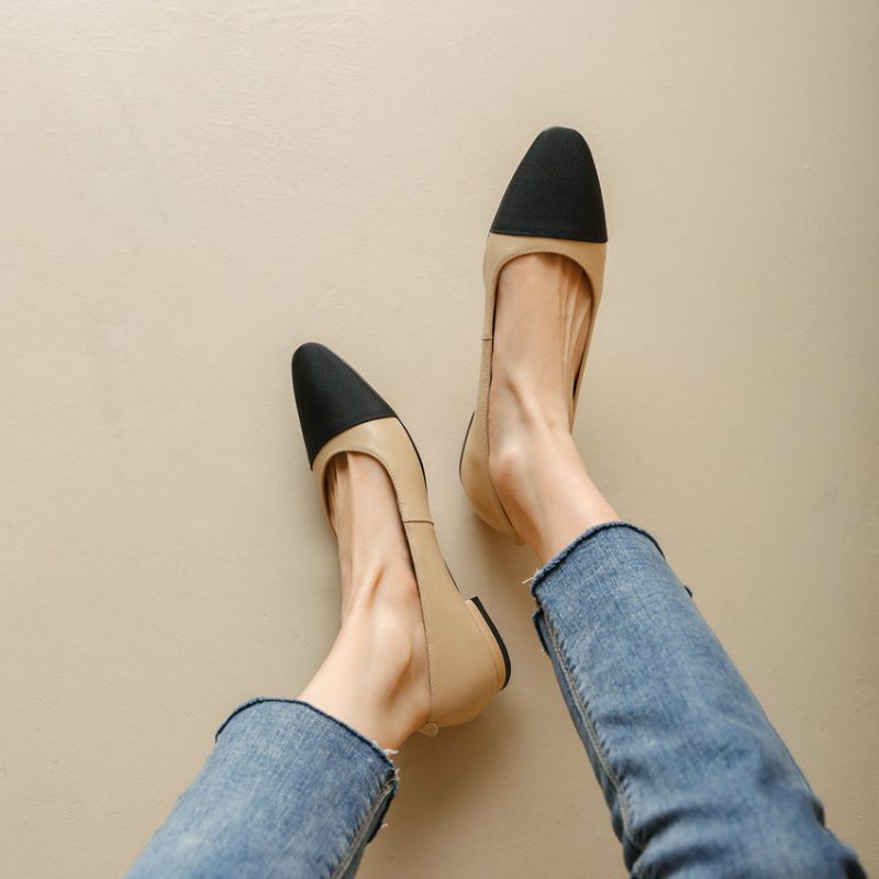 Rony Slip-on Pumps I Læder Til Kvinder - Abrikos Hæl 6.5 cm