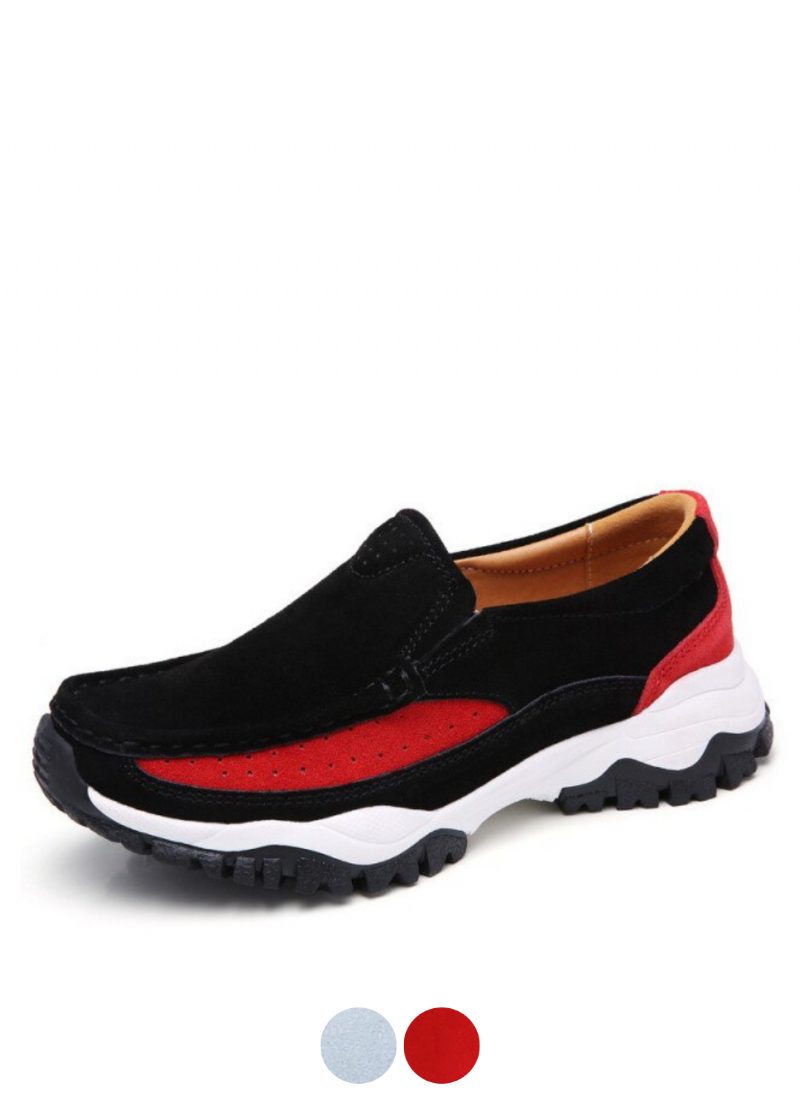 Rosner Læder Platform Slip-on Sorte Sneakers Til Kvinder