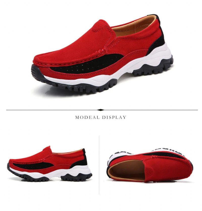 Rosner Læder Platform Slip-on Sorte Sneakers Til Kvinder - Sort