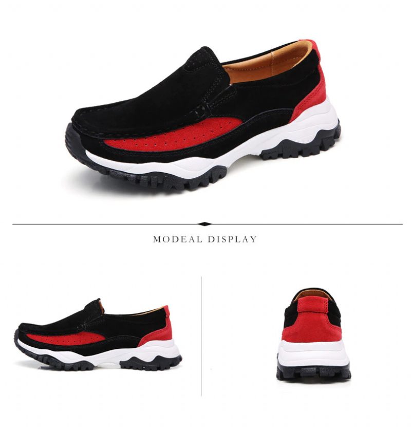 Rosner Læder Platform Slip-on Sorte Sneakers Til Kvinder - Sort