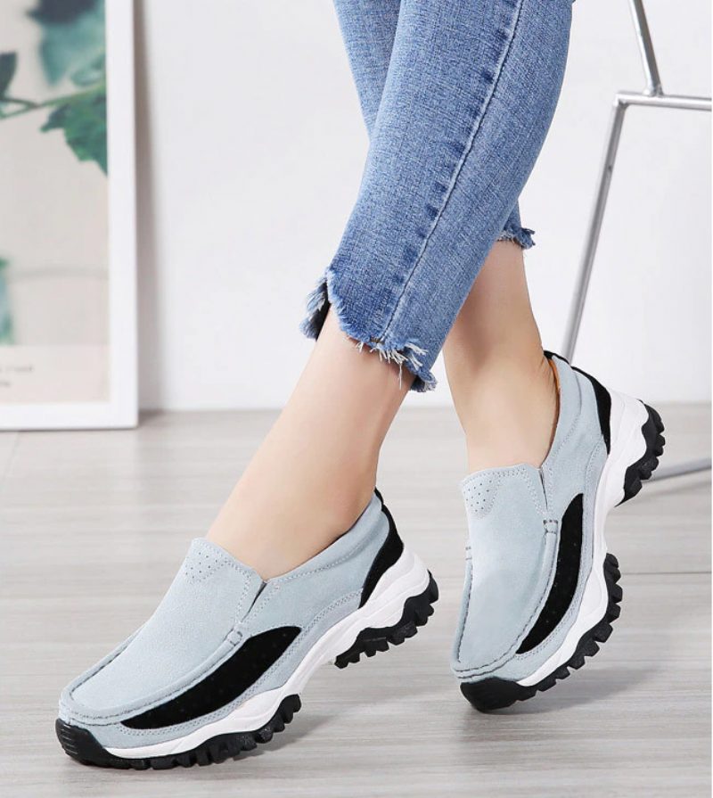 Rosner Læder Platform Slip-on Sorte Sneakers Til Kvinder - Sort
