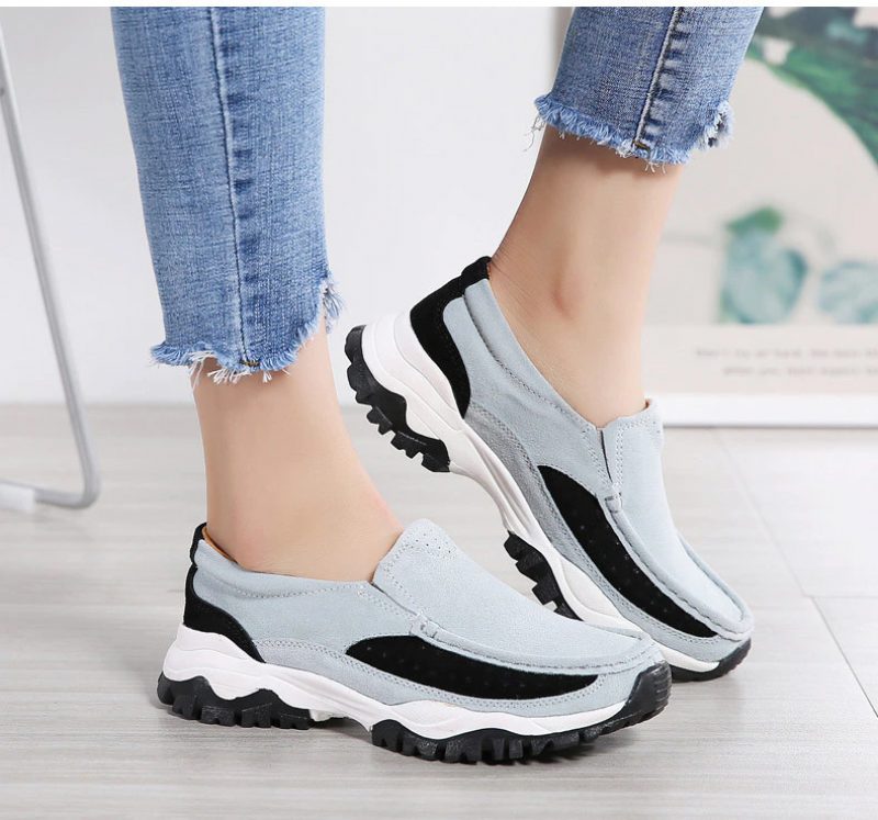 Rosner Slip-on Sneakers I Læder Til Kvinder - Grå