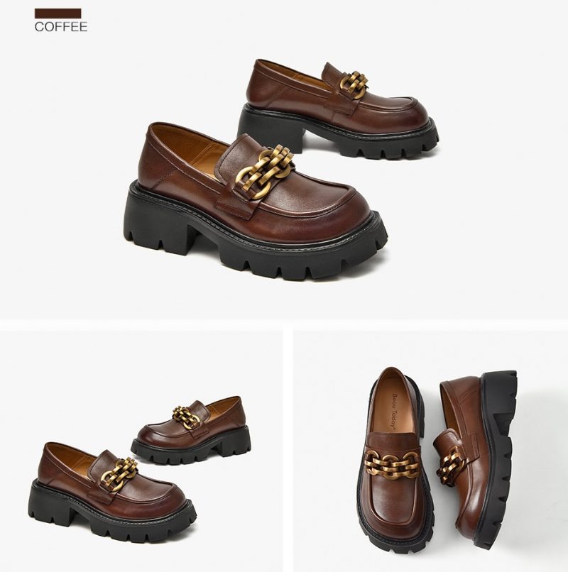 Rubby Rund Toe Platform Loafer Til Kvinder - Kaffe