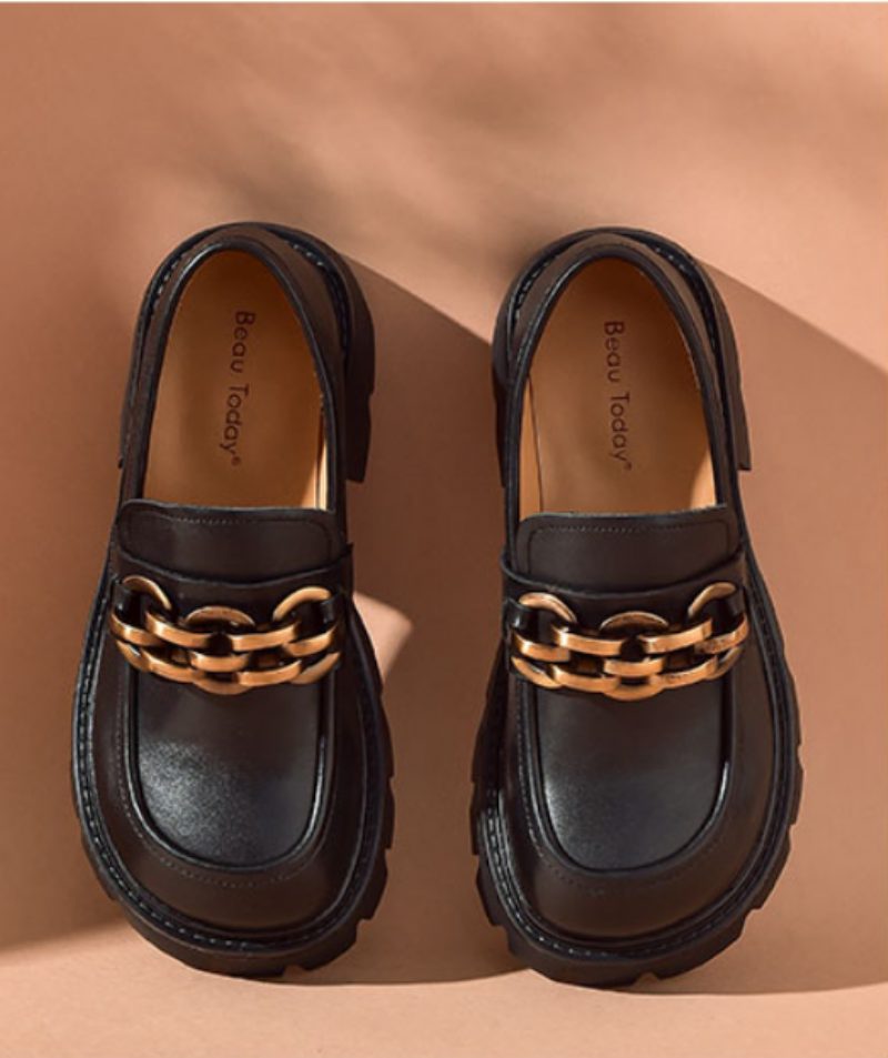 Rubby Rund Toe Platform Loafer Til Kvinder - Kaffe