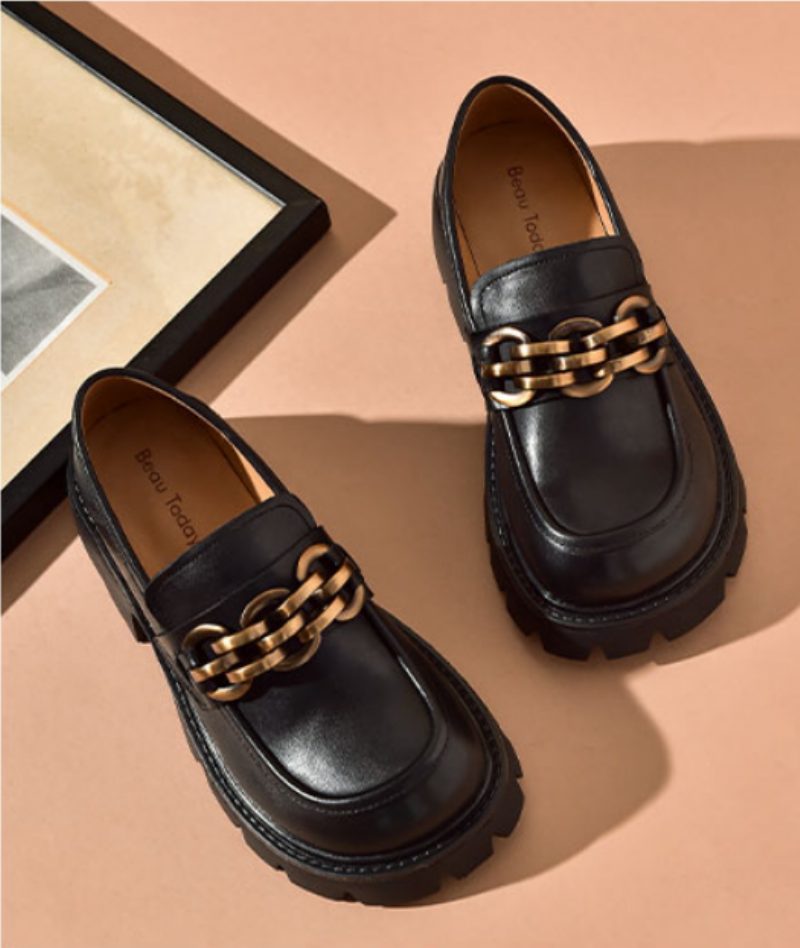 Rubby Rund Toe Platform Loafer Til Kvinder - Kaffe