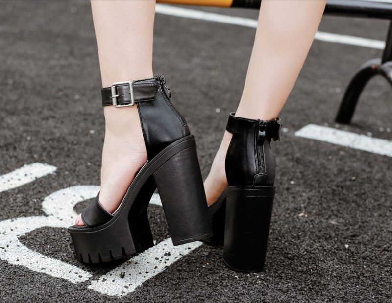 Russisk Sandalplatform - Sort