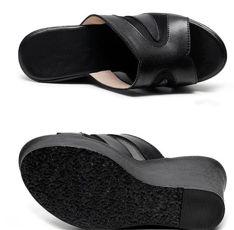 Ruth Dame Platform Kilesko - Sort Højde 10 cm