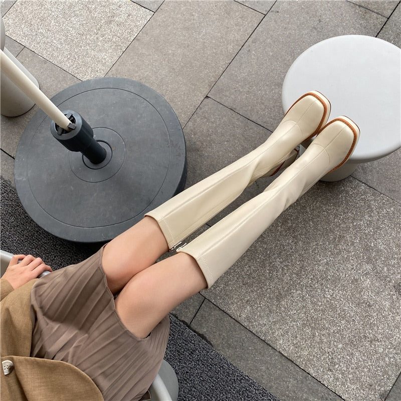 Sally Damestøvler - Beige stof