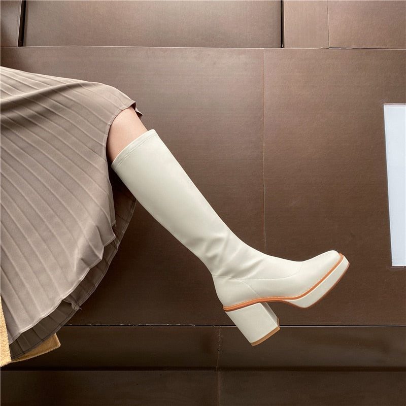 Sally Damestøvler - Beige stof