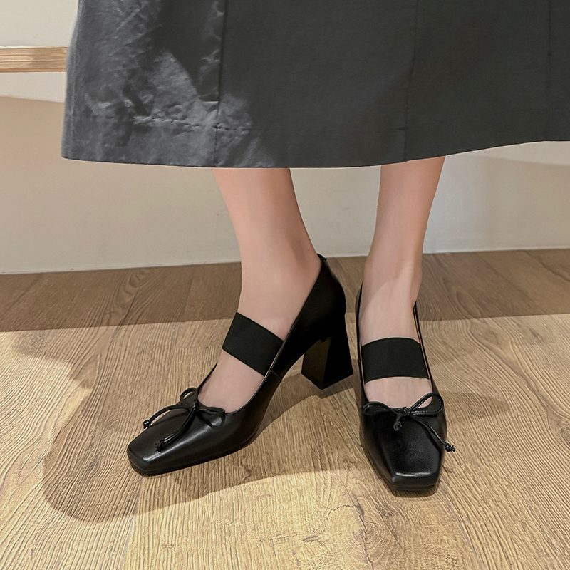 Sandy Kvinders Chunky Heel Elegant Pumps-sko - Sort