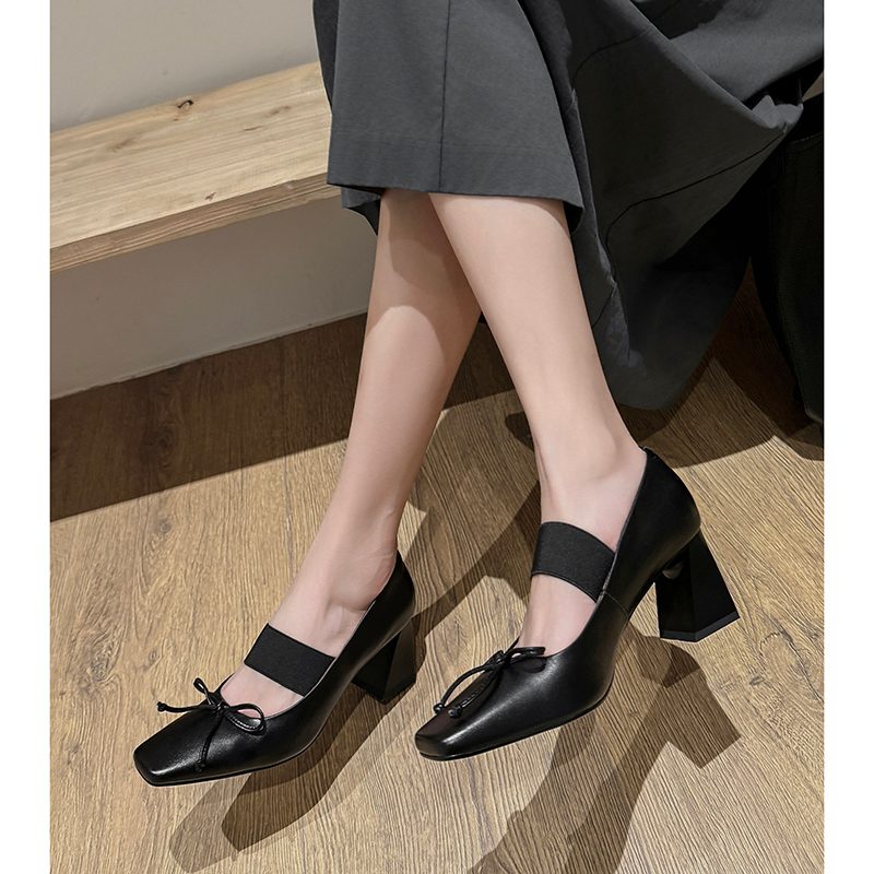 Sandy Kvinders Chunky Heel Elegant Pumps-sko - Sort