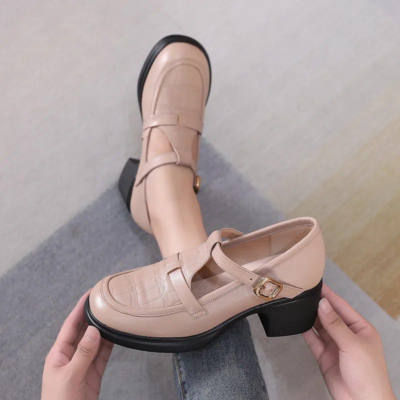 Sara Pumps Med Firkantede Hæle Til Kvinder - Beige