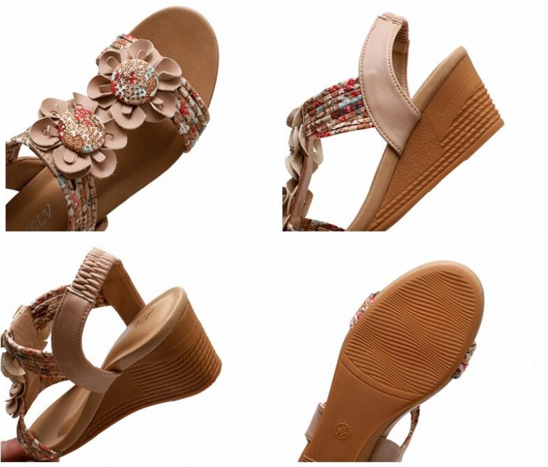 Sasha Sommer Wedge Sandal Til Kvinder - Abrikos