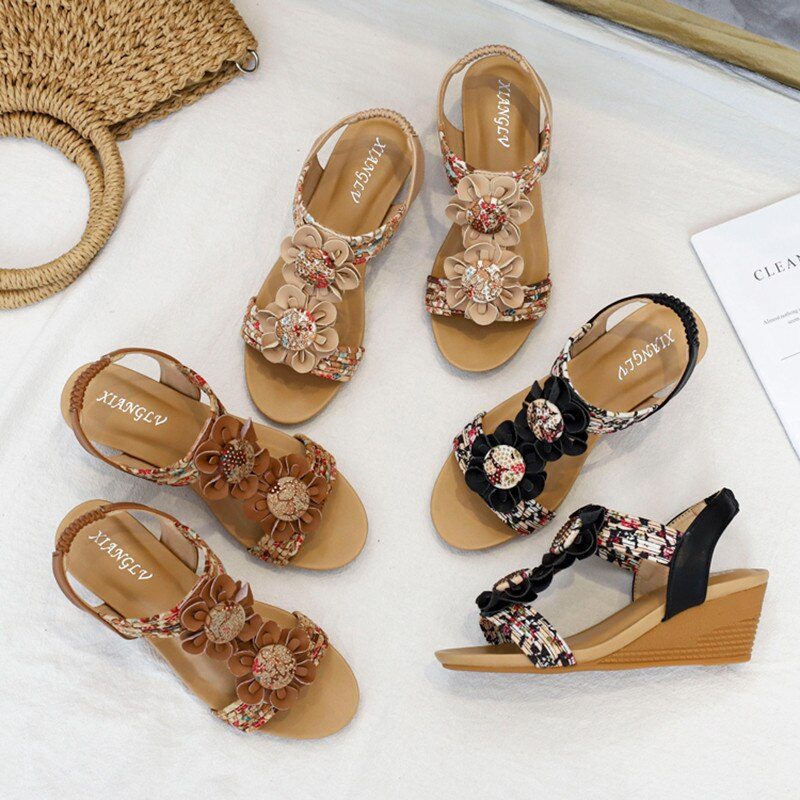 Sasha Sommer Wedge Sandal Til Kvinder - Abrikos