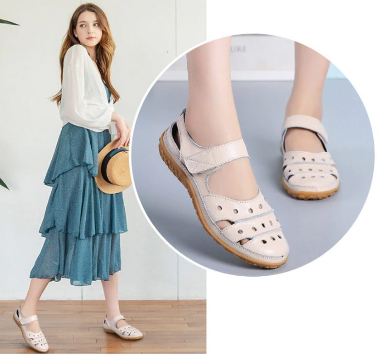 Shani Damesandaler Med Lukket Tå - Beige