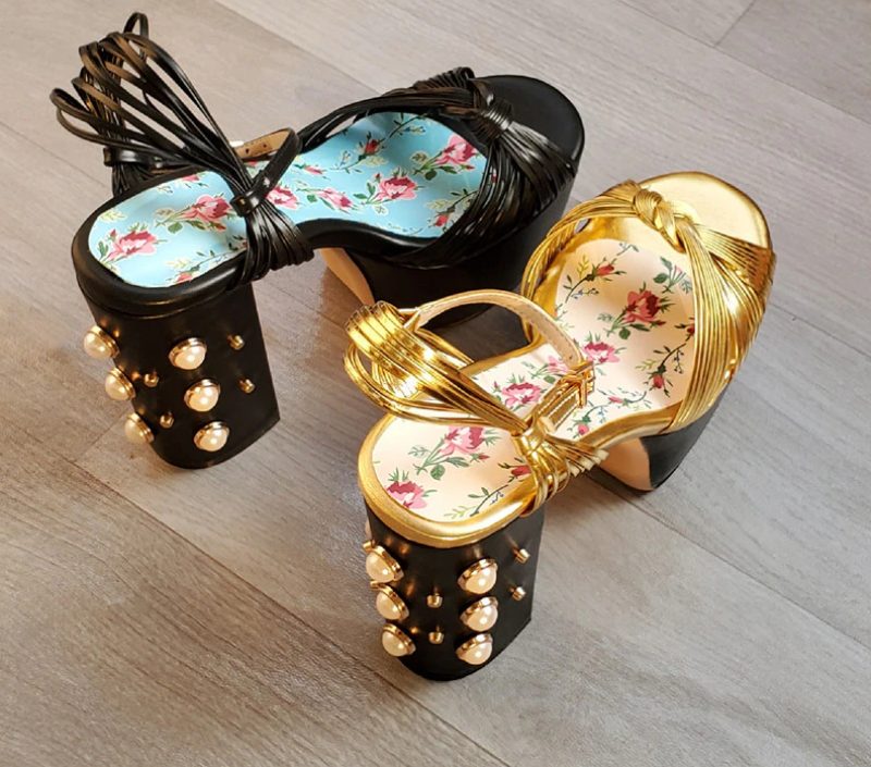 Sharif Vintage Fashion Platform Hæle Til Kvinder - Guld