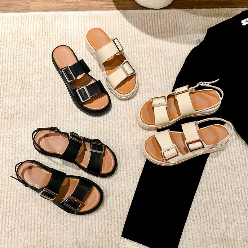 Sharo Flad Sandal Til Kvinder - Sort