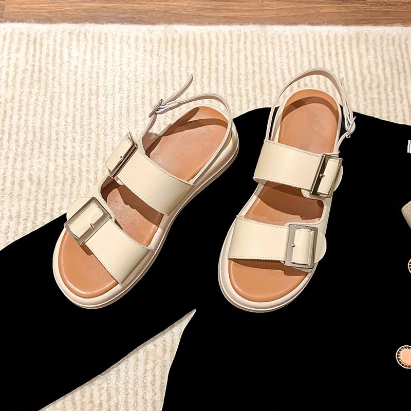 Sharo Flad Sandal Til Kvinder - Sort