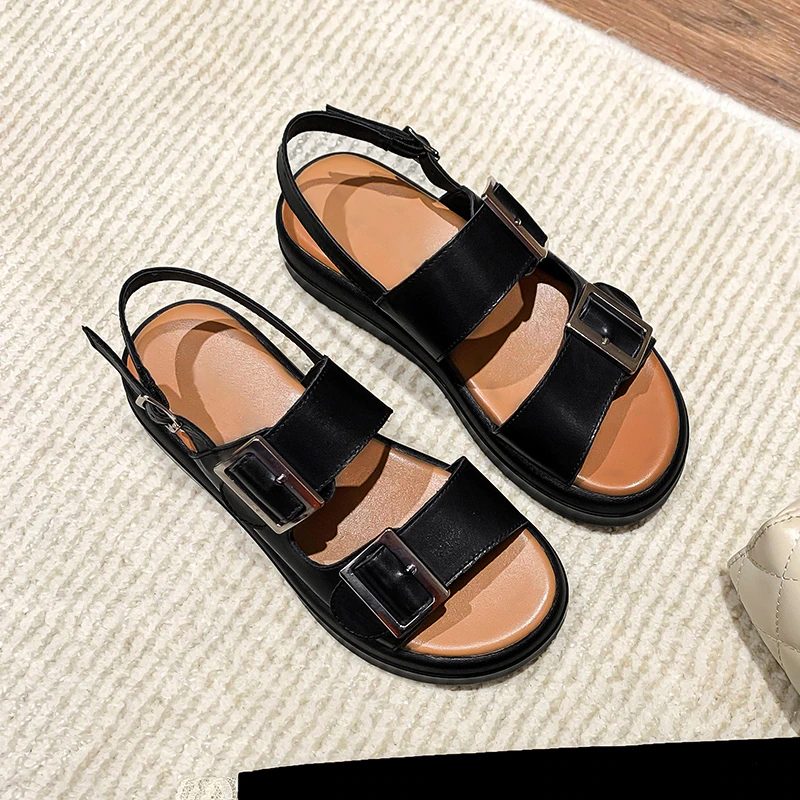Sharo Flad Sandal Til Kvinder - Sort