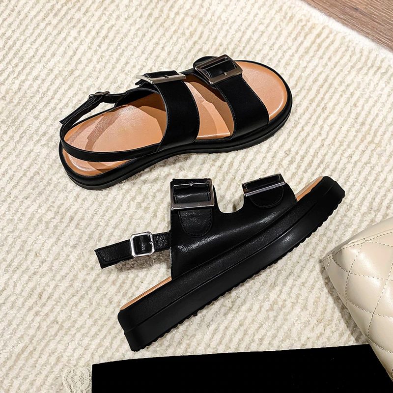 Sharo Flad Sandal Til Kvinder - Sort