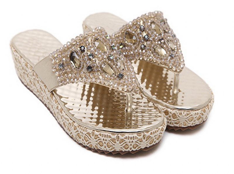 Sherlyn Damesandaler Platform - Guld