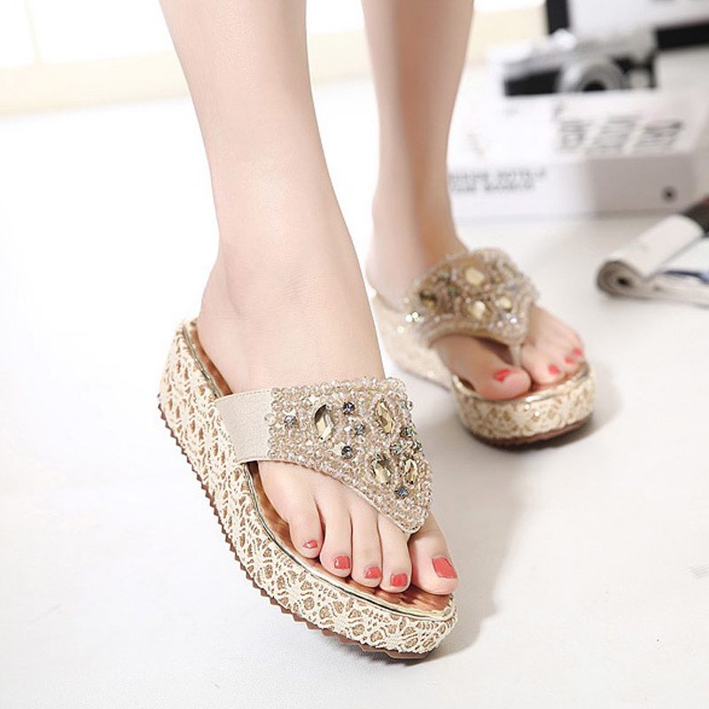 Sherlyn Damesandaler Platform - Guld