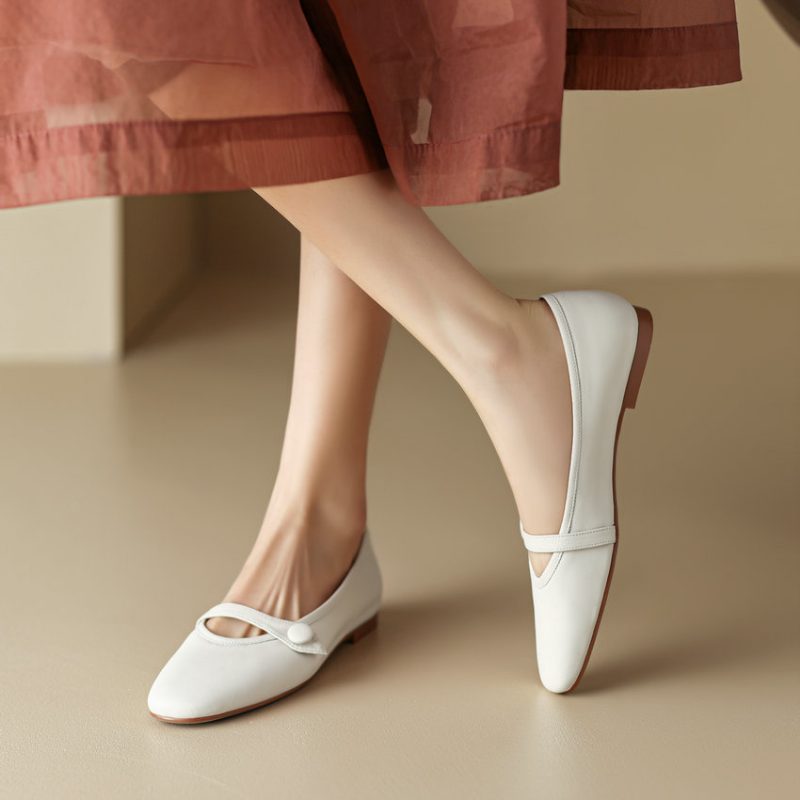Sonia Dame Læder Flats - Beige