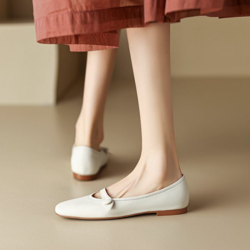 Sonia Dame Læder Flats - Beige