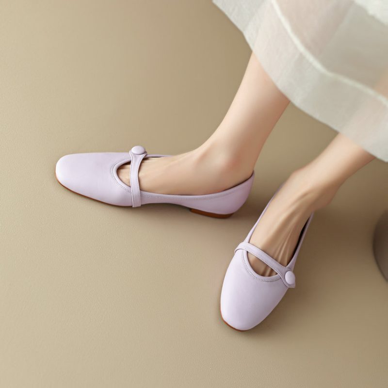 Sonia Dame Læder Flats - Beige