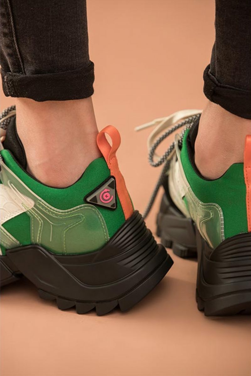 Steff Sneakersko I Læder I Til Kvinder - Sort Grøn