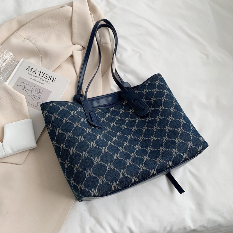 Towny Designer Håndtaske Med Høj Kapacitet Til Kvinder - Blå