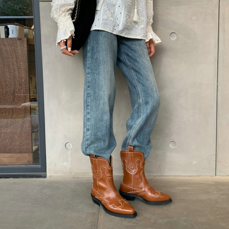 Triana Læder Mid-calf Western Støvler - Onyx
