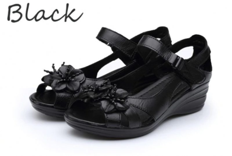 Trina Elegant Wedge Sandal Til Kvinder - Sort