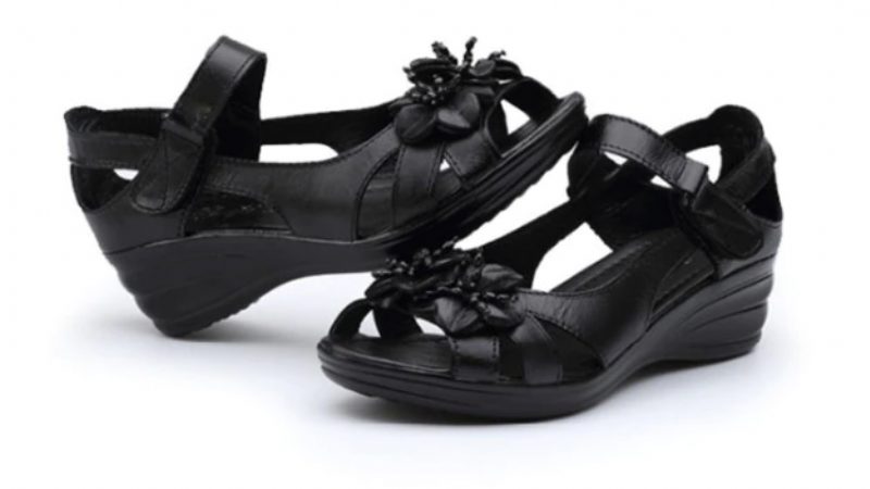 Trina Elegant Wedge Sandal Til Kvinder - Sort
