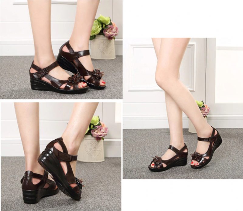 Trina Elegant Wedge Sandal Til Kvinder - Sort