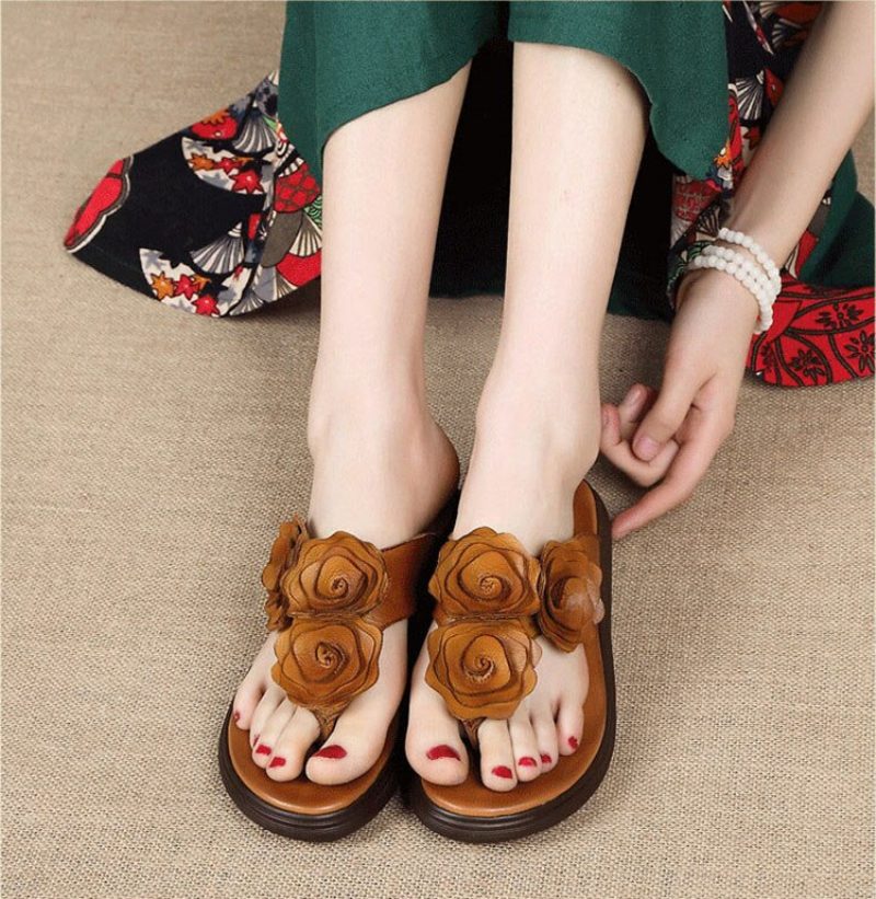 Trina Flad Sandal Til Kvinder - Brun