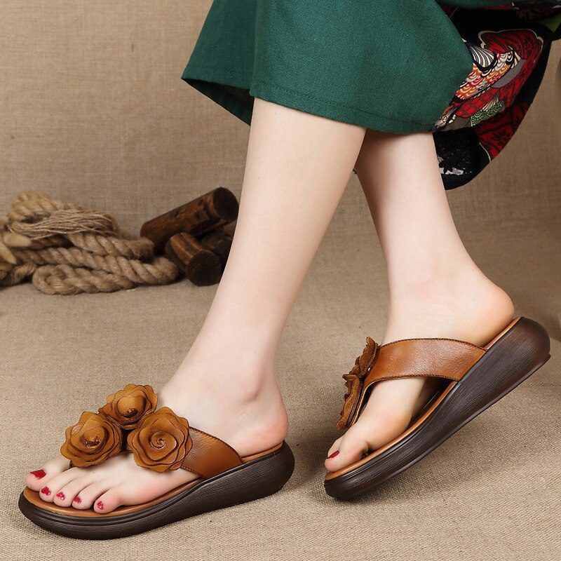 Trina Flad Sandal Til Kvinder - Brun