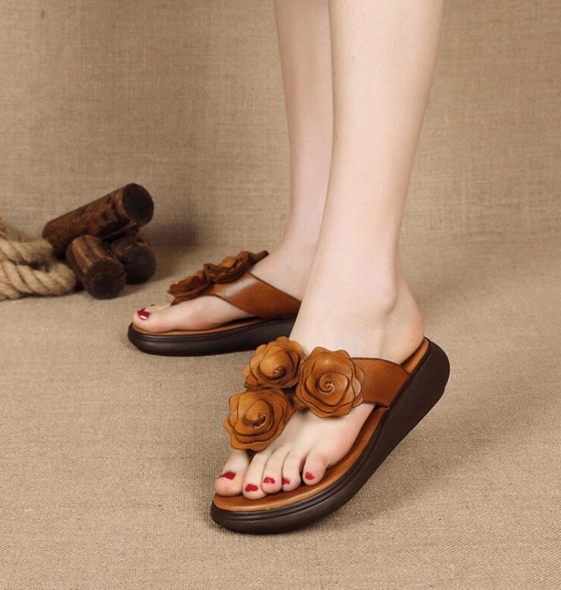 Trina Flad Sandal Til Kvinder - Brun