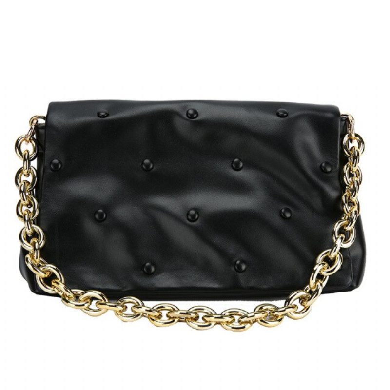 Tulia Dame Kæde Læder Luxury Designer Crossbody Håndtaske - Sort