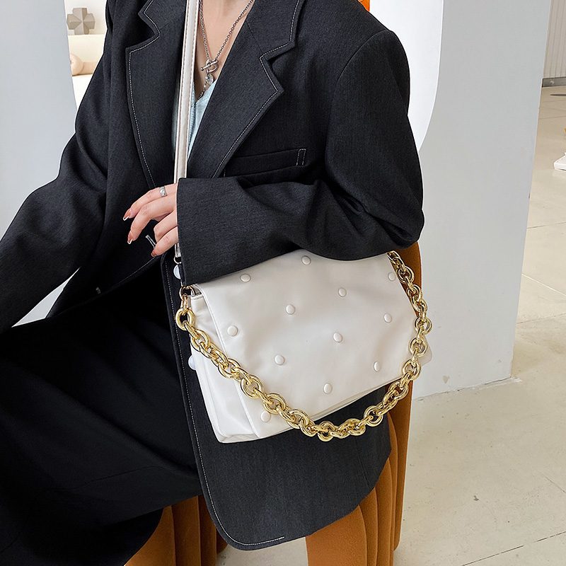 Tulia Dame Kæde Læder Luxury Designer Crossbody Håndtaske - Sort