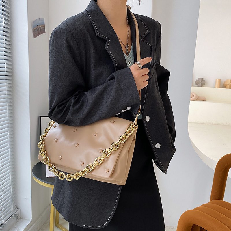 Tulia Dame Kæde Læder Luxury Designer Crossbody Håndtaske - Sort