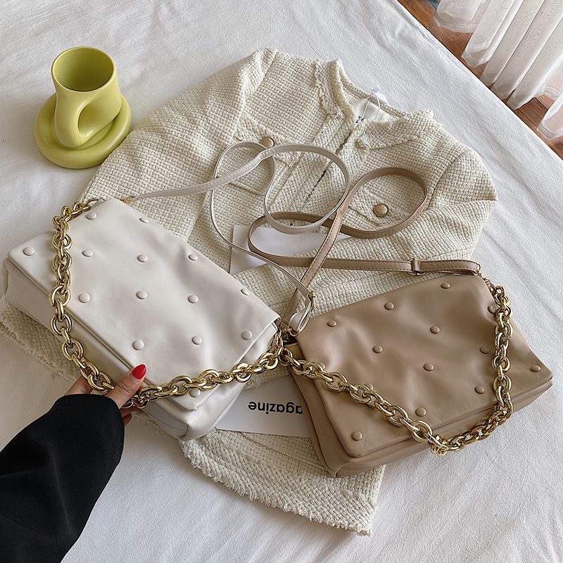 Tulia Dame Kæde Læder Luxury Designer Crossbody Håndtaske - Sort