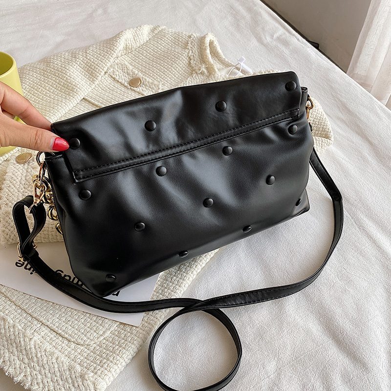 Tulia Dame Kæde Læder Luxury Designer Crossbody Håndtaske - Sort