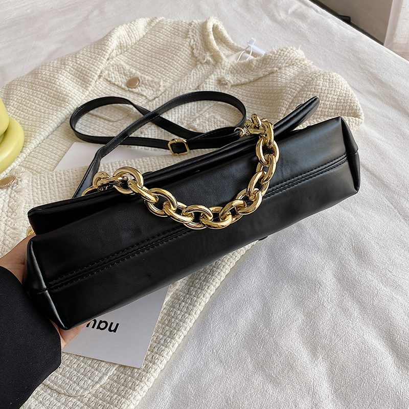 Tulia Dame Kæde Læder Luxury Designer Crossbody Håndtaske - Sort