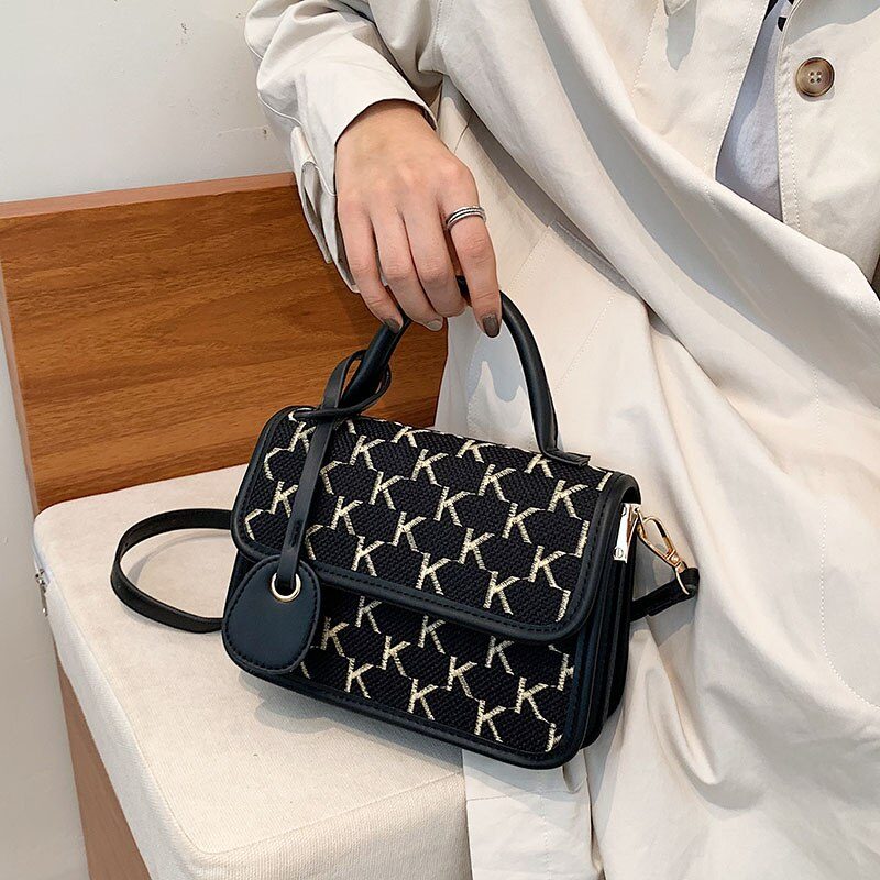 Vernon Crossbody-håndtaske Med Kort Håndtag Til Kvinder - Hvid med Khaki