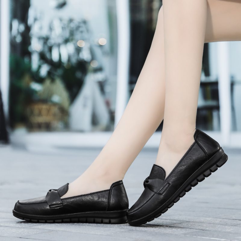 Victoria Retro Casual Loafer-sko I Læder Til Kvinder - Sort