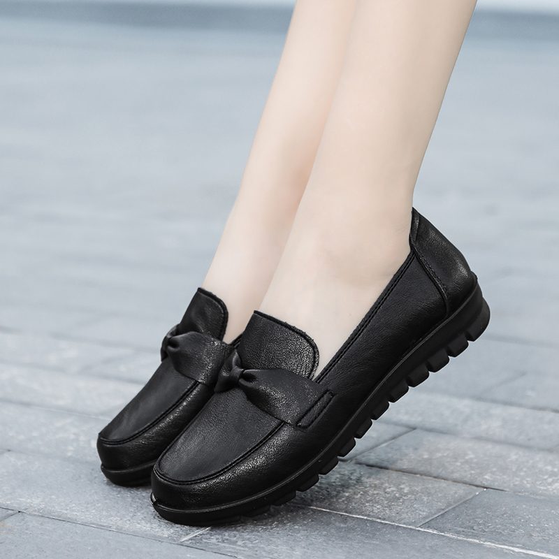 Victoria Retro Casual Loafer-sko I Læder Til Kvinder - Sort