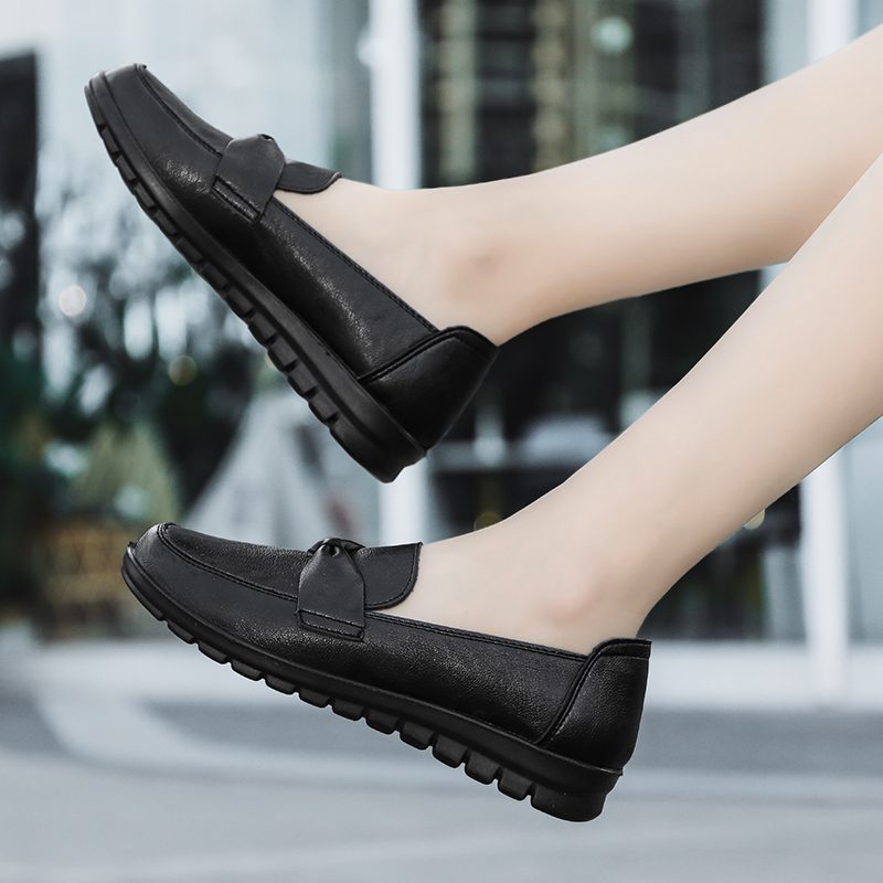 Victoria Retro Casual Loafer-sko I Læder Til Kvinder - Sort