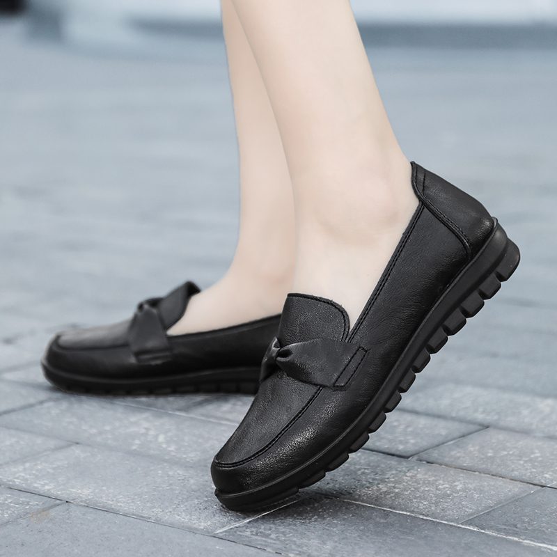 Victoria Retro Casual Loafer-sko I Læder Til Kvinder - Sort